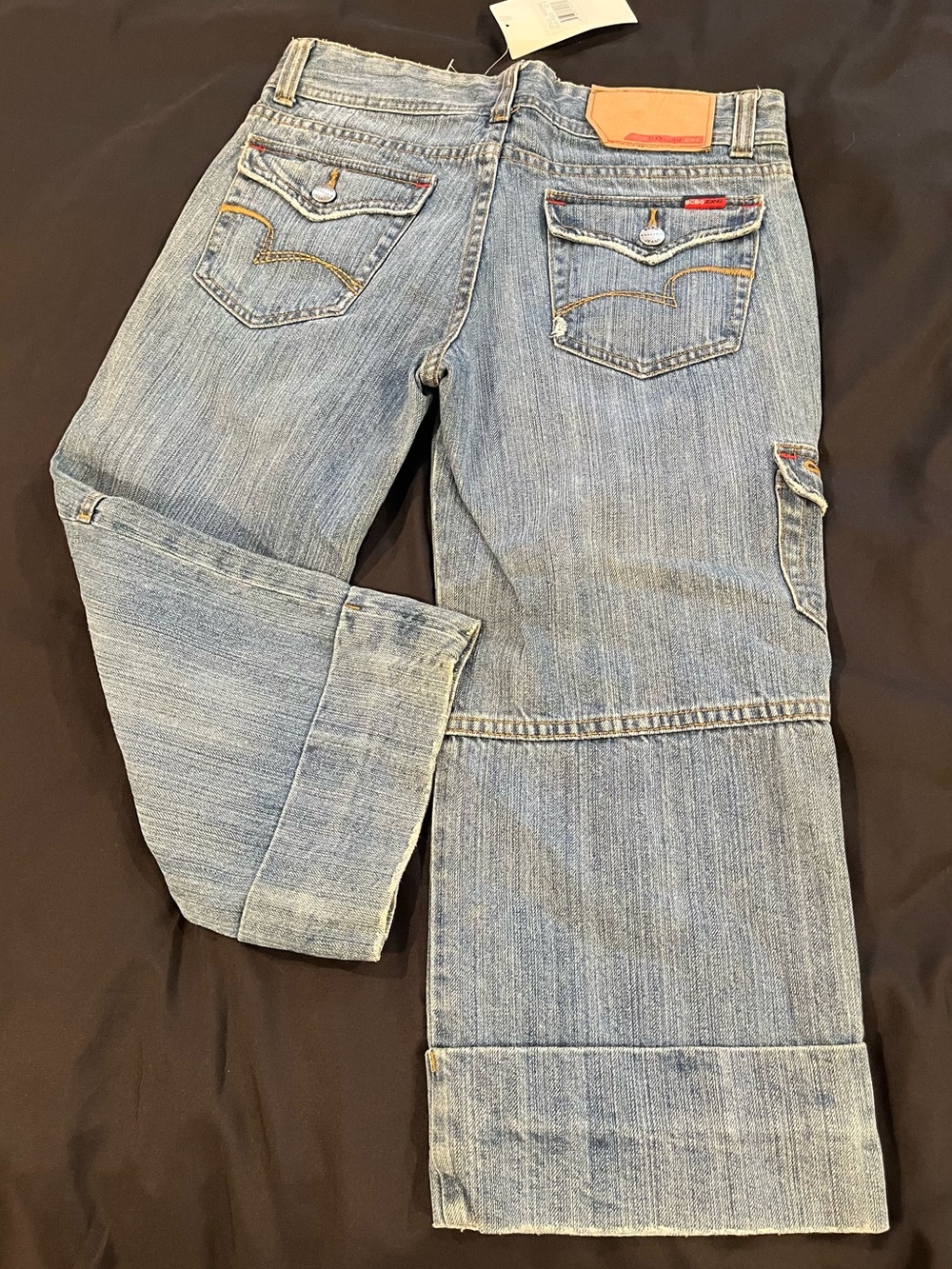 BCBGMaxAzria Light Blue Wide-Leg Cargo Jeans